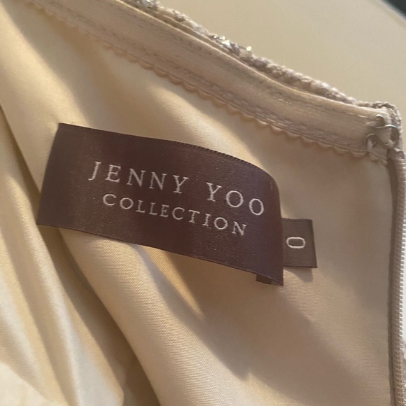 JENNY YOO Collection Dress Hudson 1362 Sandstone/Metallic Swirl Lace Dress Sz 0 - Picture 9 of 12